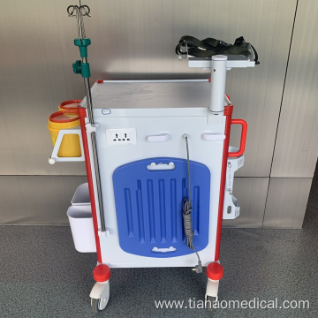 Hospital Adjustable Defibrillator Shelf Emergency Trolley